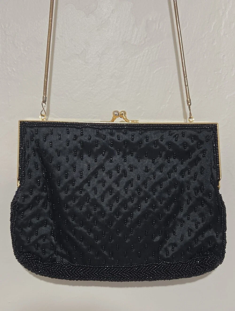 Elegant Beaded Clutch Bag on Chain